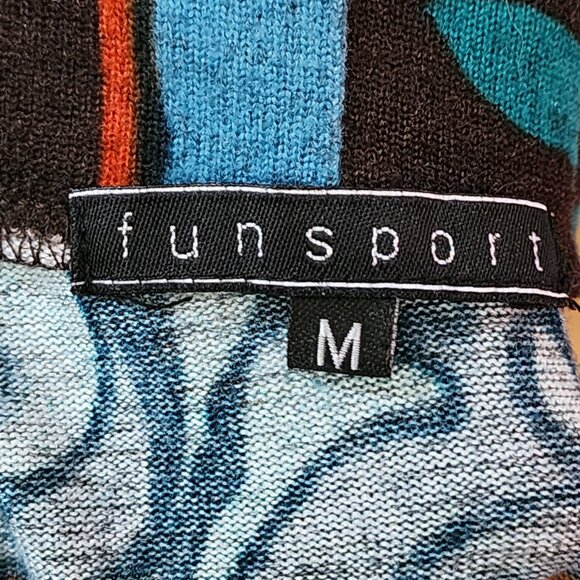 Funsport Colorful Artsy Patchwork Print Stretch Knit Cowl Neck Tunic Dress - Picture 4 of 5